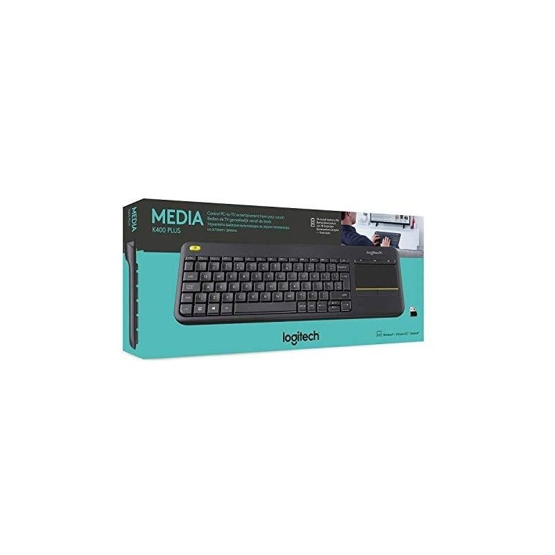 Klaviatūra LOGITECH K400 Touch Plus, bevielė, INT, juoda