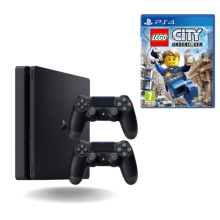 Playstation 4 (PS4) Slim 1TB Juodas + papildomas pultelis + Lego City Undercover