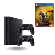 Playstation 4 (PS4) Slim 1TB Juodas + papildomas pultelis + Mortal Kombat 11