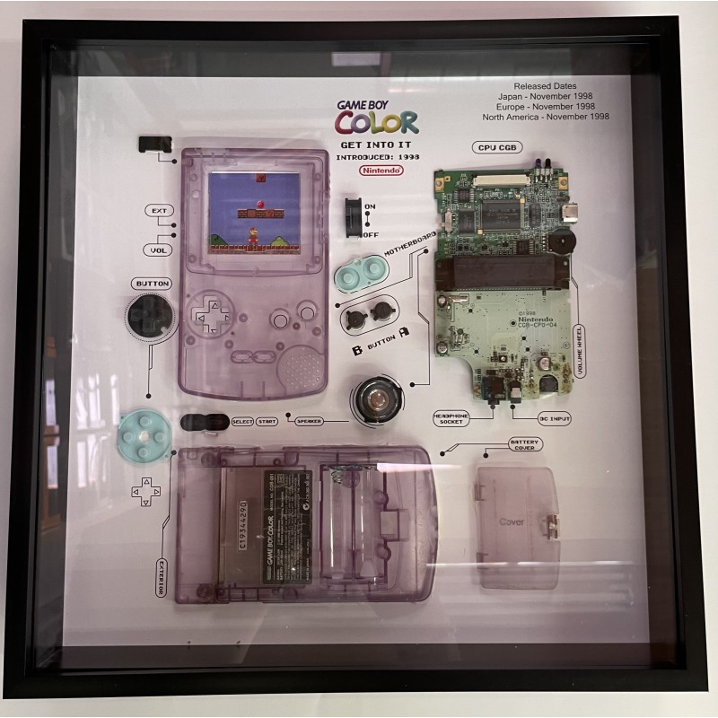 Nintendo Gameboy Original Console Display Photo Frame. Konsolės schema rėmelyje