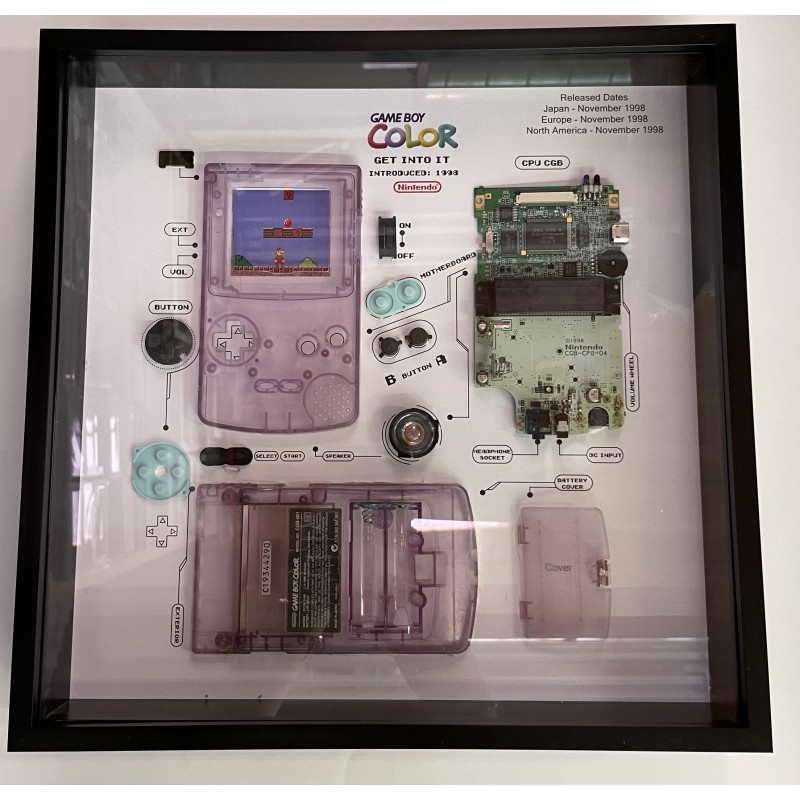 Nintendo Gameboy Original Console Display Photo Frame. Konsolės schema rėmelyje