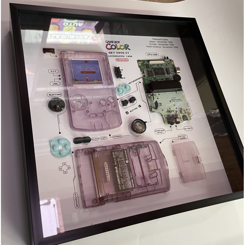 Nintendo Gameboy Original Console Display Photo Frame. Konsolės schema rėmelyje