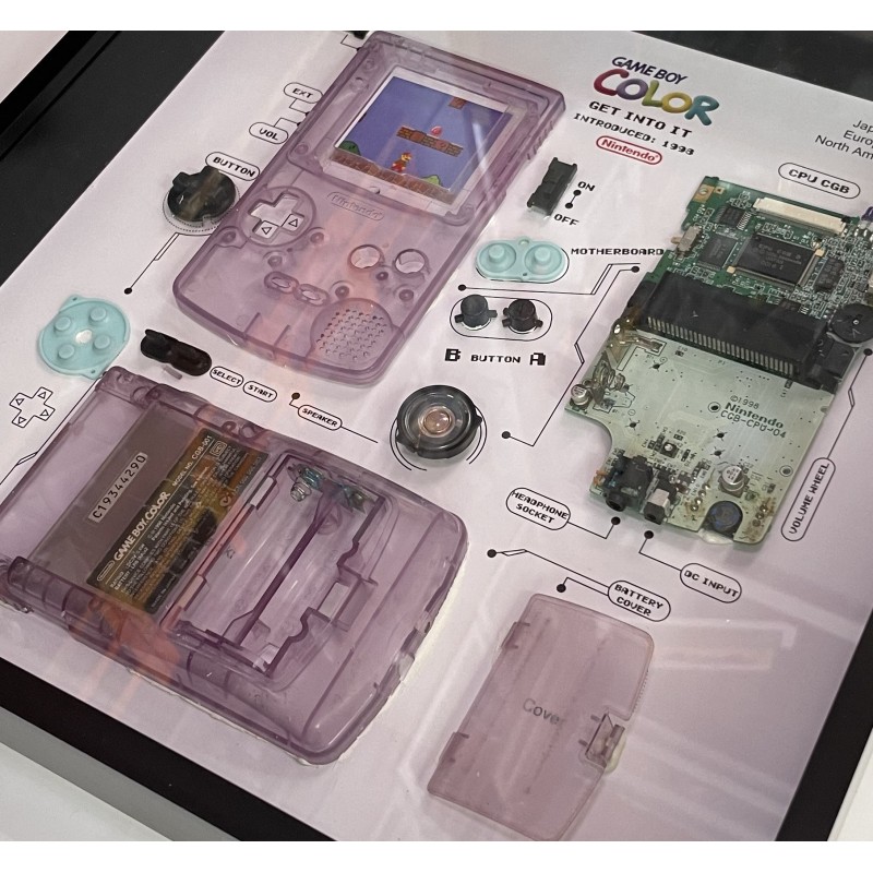 Nintendo Gameboy Original Console Display Photo Frame. Konsolės schema rėmelyje
