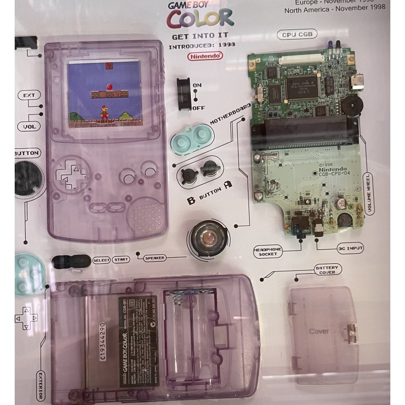 Nintendo Gameboy Original Console Display Photo Frame. Konsolės schema rėmelyje