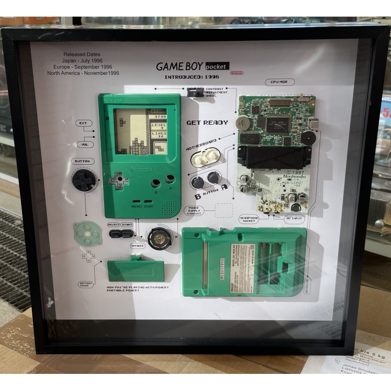 Nintendo Gameboy Pocket Console Display Photo Frame. Konsolės schema rėmelyje