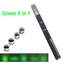 Lazeris su 5 skirtingais efektų antgaliais (5in1), pridedamos 2 AAA baterijos. Green Laser Pointer