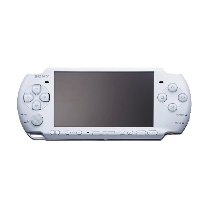 PSP 2001 slim sony playstation portable rankinė konsolė su 10 žaidimų, su pakrovėju. Atrištas. Baltas