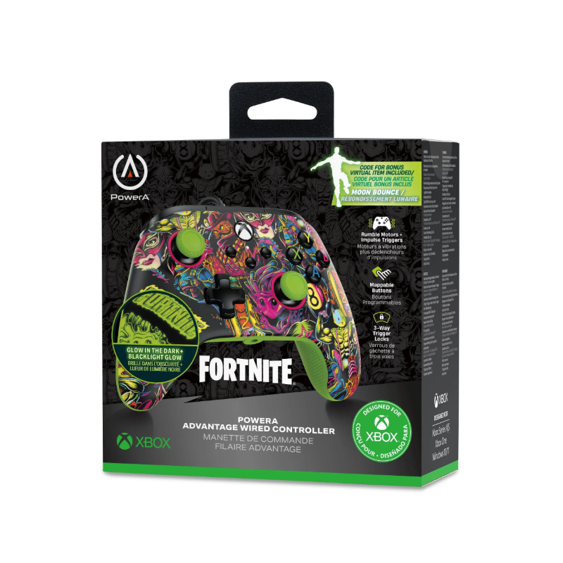 PowerA Advantage Laidinis Pultelis, Wired Controller for Xbox One/Series X|S | Fortnite Glow