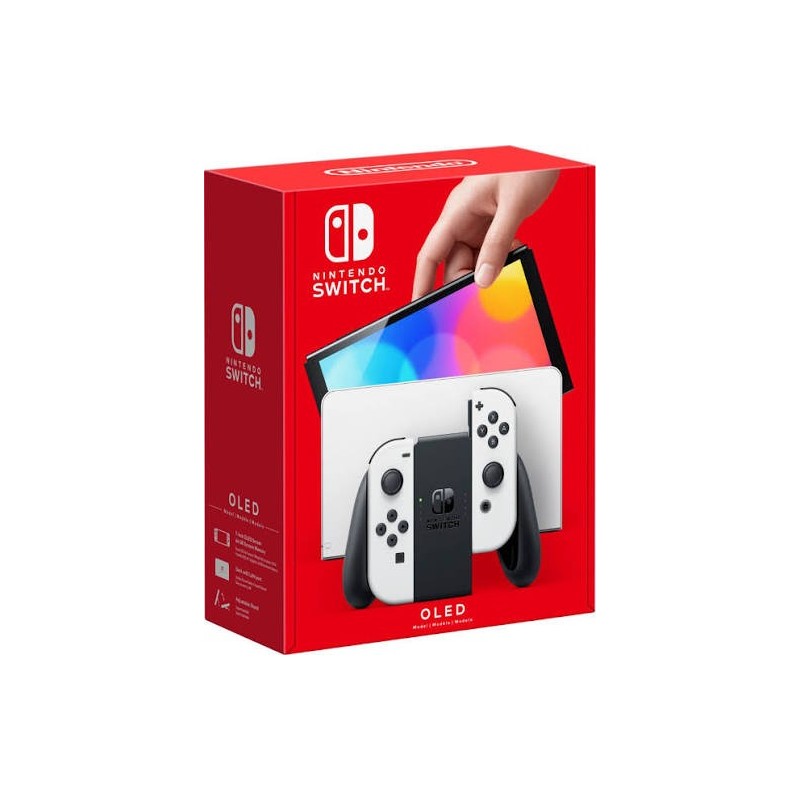 Nintendo Switch OLED konsolė (su baltais Joy-Con), 512GB. Atrišta (su žaidimais viduje). NAUJA
